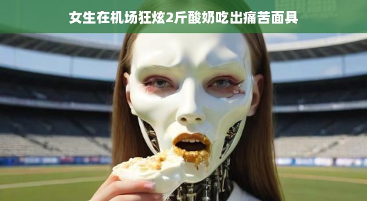 女生机场狂炫酸奶,意外吃出痛苦面具