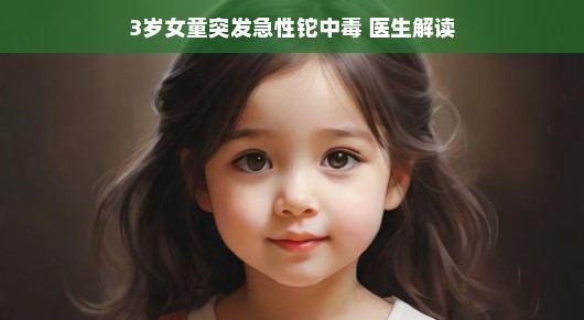 轻松应对危机，一名三岁女童的急性铊中毒事件解读