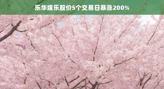 乐华娱乐股价飙升，五个交易日暴涨200%娱乐产业的春天来临？