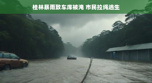 桂林暴雨引发车库淹水危机,市民机智拉绳逃生
